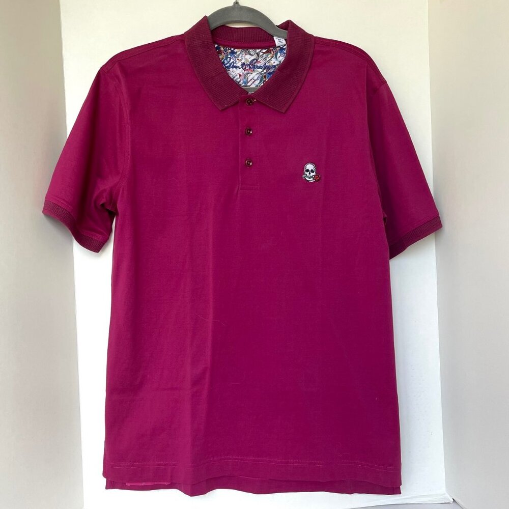 Robert Graham Archie Polo Shirt Red Medium Short Sleeve